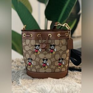 Coach X Disney Brown Mickey Mouse Shoulder/ Crossbody Bag